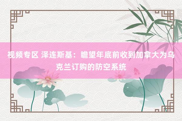 视频专区 泽连斯基：瞻望年底前收到加拿大为乌克兰订购的防空系统