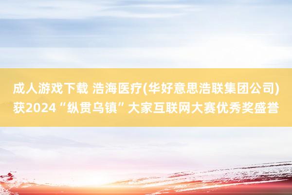 成人游戏下载 浩海医疗(华好意思浩联集团公司)获2024“纵贯乌镇”大家互联网大赛优秀奖盛誉