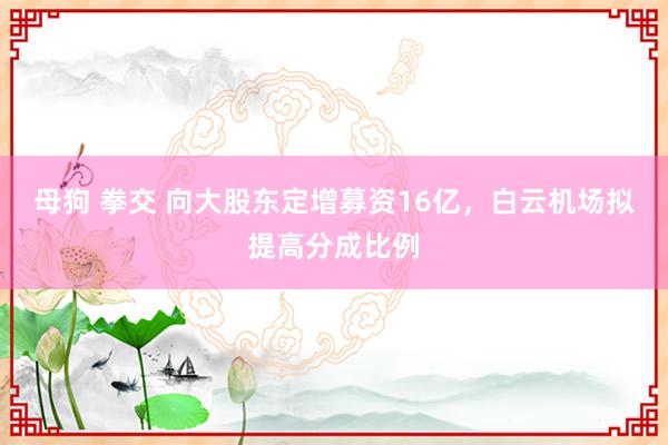 母狗 拳交 向大股东定增募资16亿，白云机场拟提高分成比例
