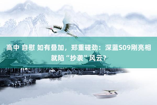 高中 自慰 如有叠加，郑重碰劲：深蓝S09刚亮相就陷“抄袭”风云？