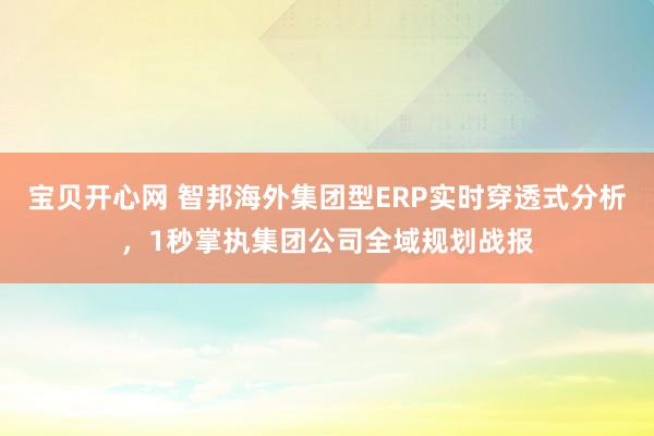 宝贝开心网 智邦海外集团型ERP实时穿透式分析，1秒掌执集团公司全域规划战报