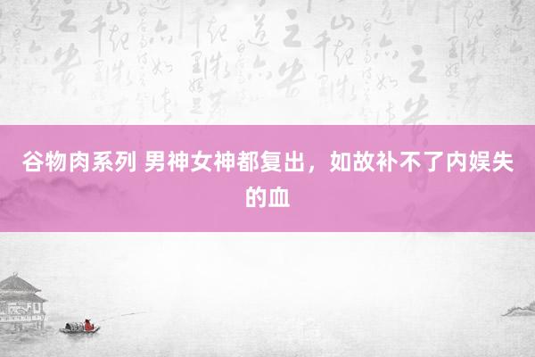 谷物肉系列 男神女神都复出，如故补不了内娱失的血